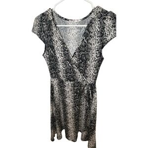 Mi Ami Snake Print Dress Wrap‎ Style Cap Sleeve Black White Dress Size S